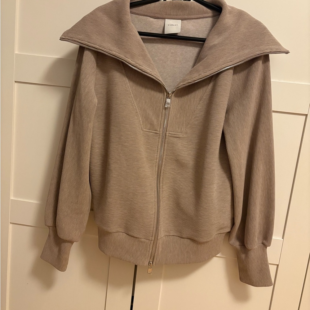 Varley Taupe Zip-Front Jacket
